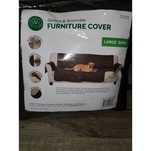 Furhaven Large Sofa Slipcover Water-Resistant Reversible Two-Tone Espresso/Clay